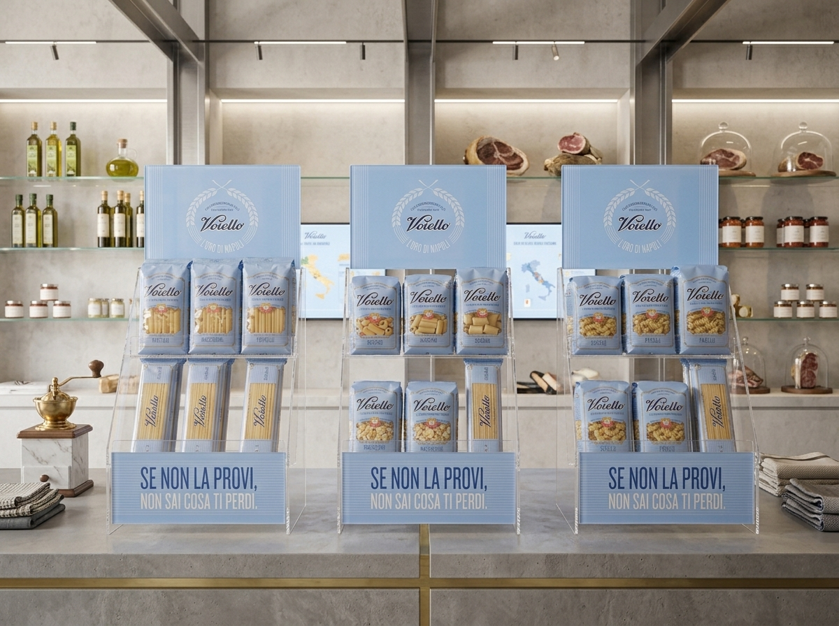espositore da banco per pasta in plexiglass